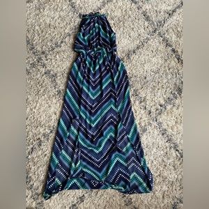 Chevron Print Sleeveless Maxi